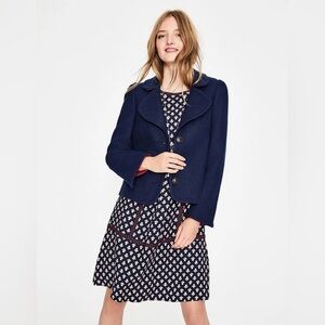 Boden Horsell Jacket Navy Red Wool Blend Size 12 Women